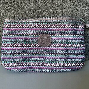 Kipling creativity large pouch purple multicolor print